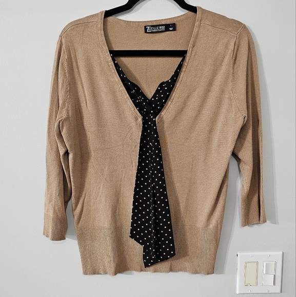 7th Avenue Tie-Neck Layered-Look Sweater - Picture 2 of 5